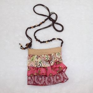 Cappelli Purse with straw top and lace front